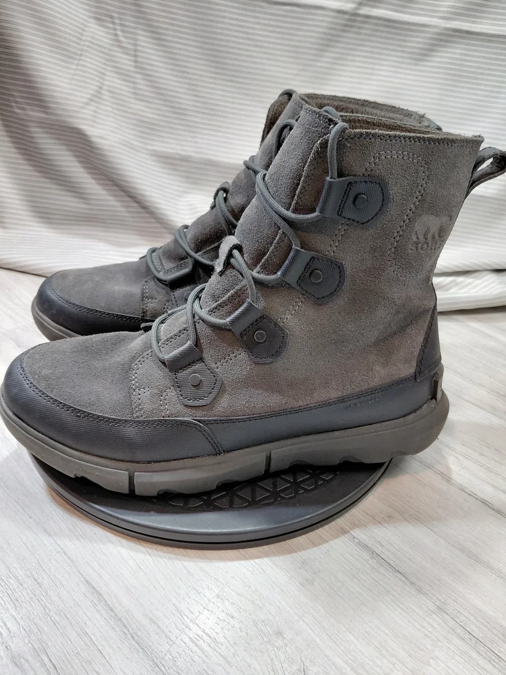 Sorel Mens Explorer Waterproof Gray Suede Leather Lace-Up Ankle Boots SIZE 10